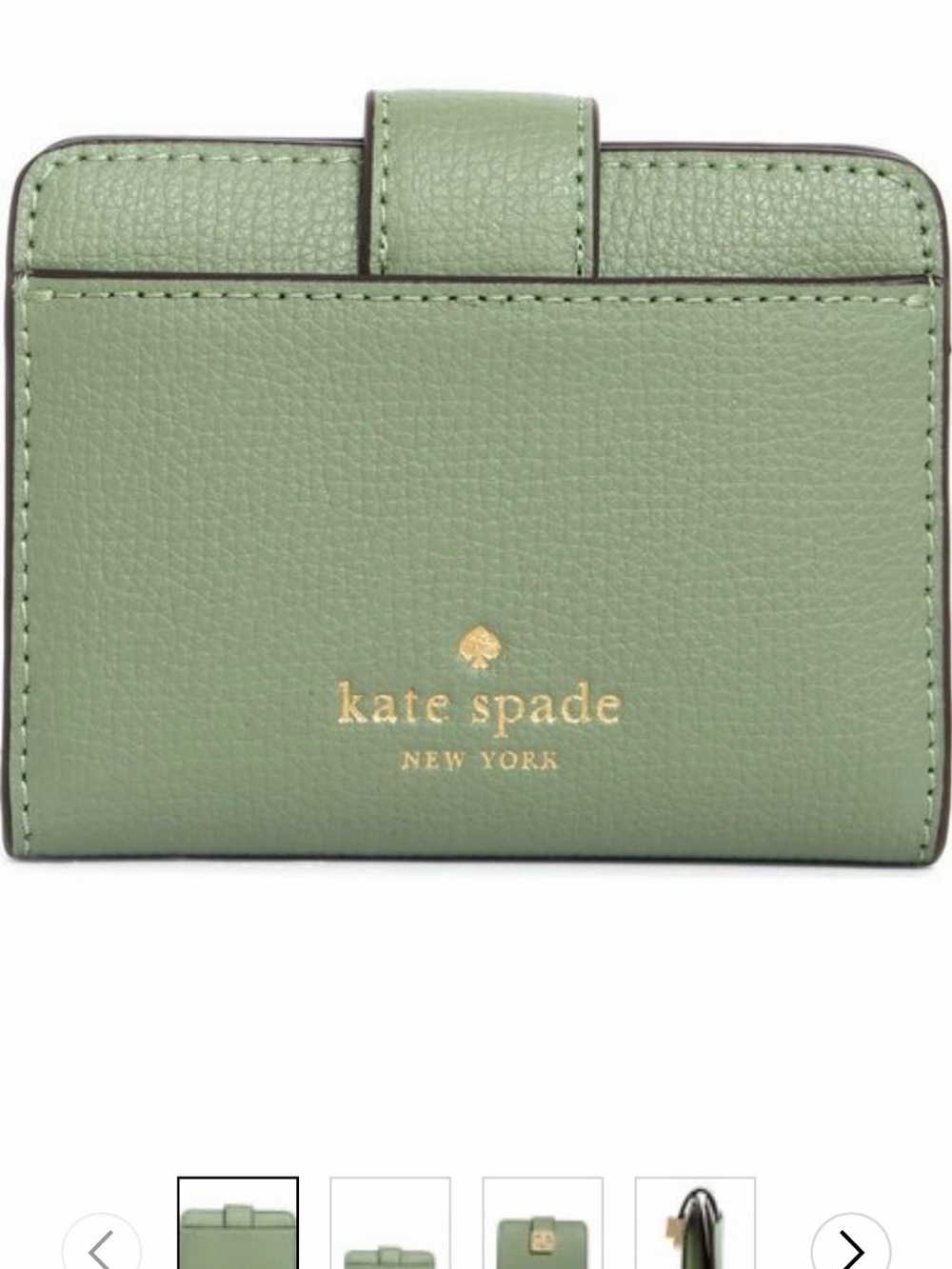 kate spade Green Leather Card & Key Holder with Gold Logo - Picture 1 of 7